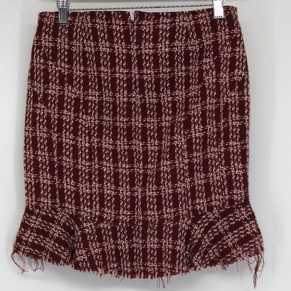 Guess Vintage red white 100% acrylic plaid knit ruffle hem mini skirt - Picture 12 of 13